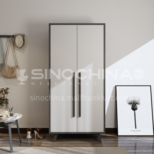 XDD-8802- Nordic style, paint-free board, beech wood panel, high-end two-door wardrobe, Nordic modern wardrobe